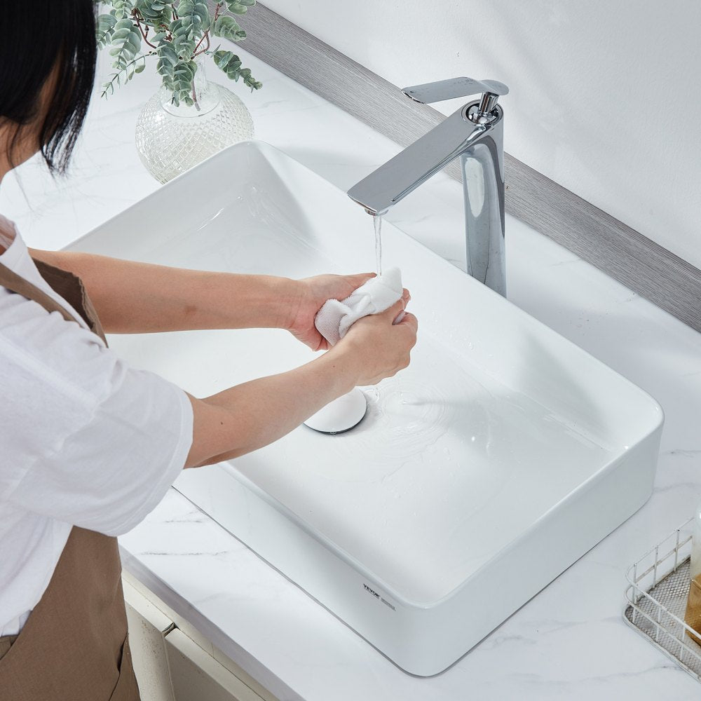 RS1061B - 24"x13.8" White Ceramic Vessel Sink for Modern Bathrooms