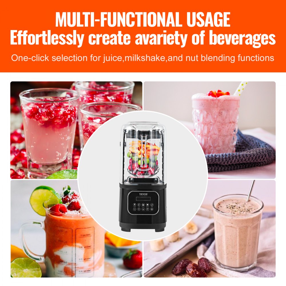HS-212C-US-B - 68 oz Stainless Steel Quiet Professional Blender with Shield