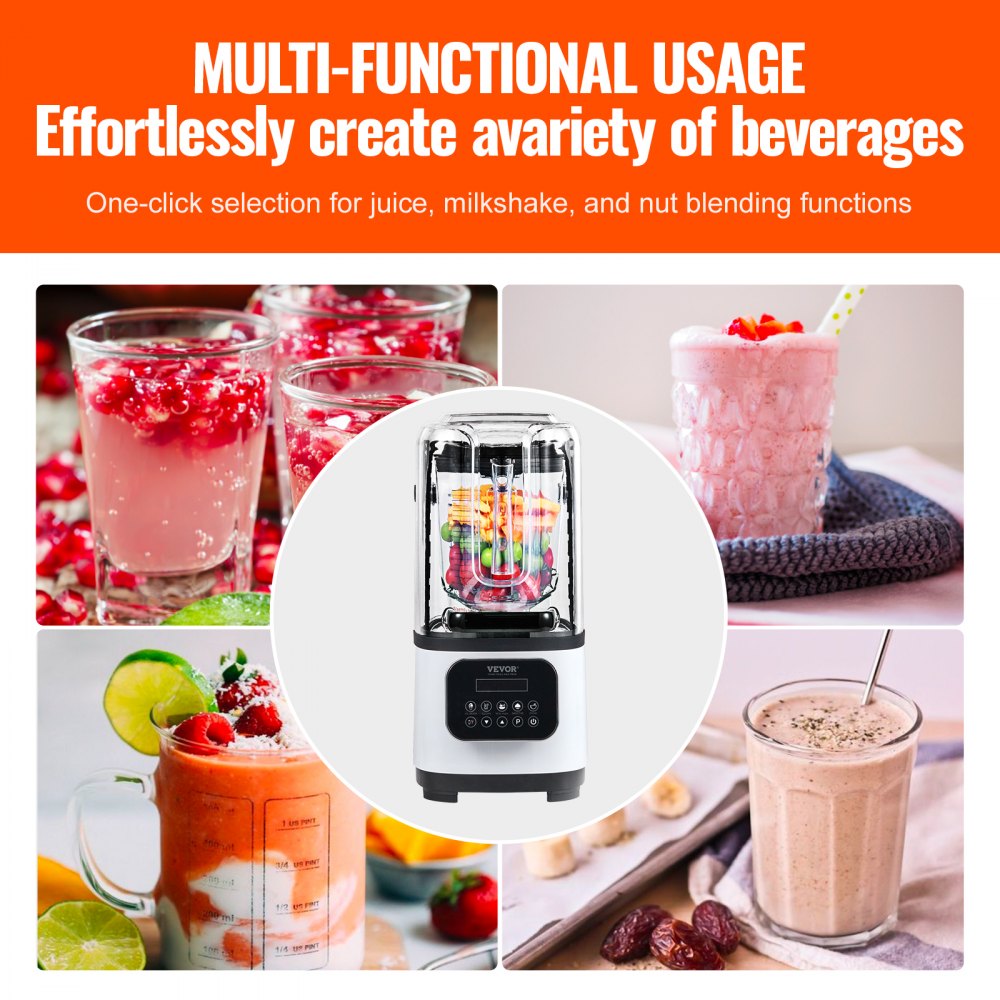 HS-212C-US-W - 68oz VEVOR Commercial Blender with Powerful 2200W Motor