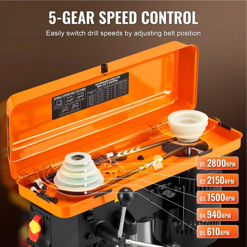 DP103L - 10-Inch Adjustable Benchtop Drill Press with LED Light and Speed Control