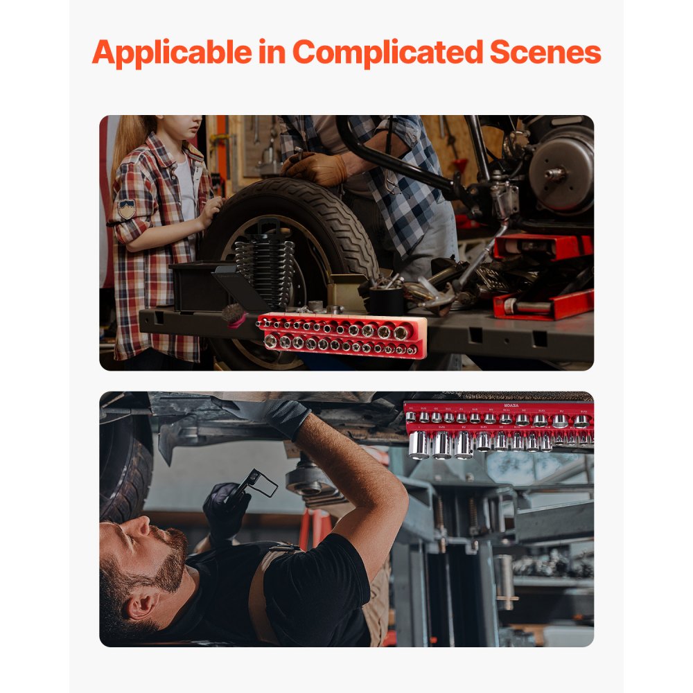 QJ7333-3pc SAE - Durable Magnetic Socket Organizer Set for 68 Sockets