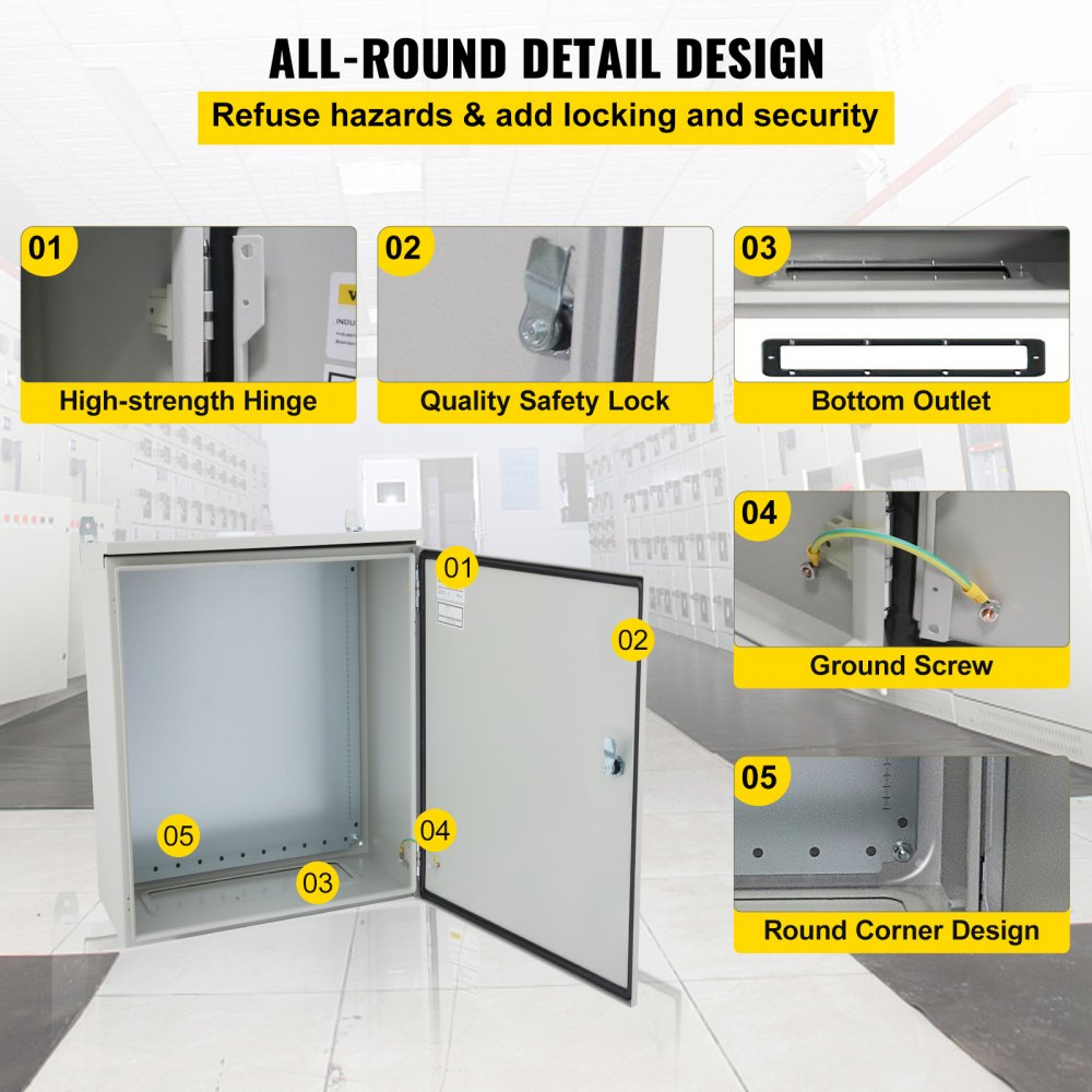 ST5420 - IP65 Rated 20x16x8" Steel Electrical Enclosure with Locking Mechanism