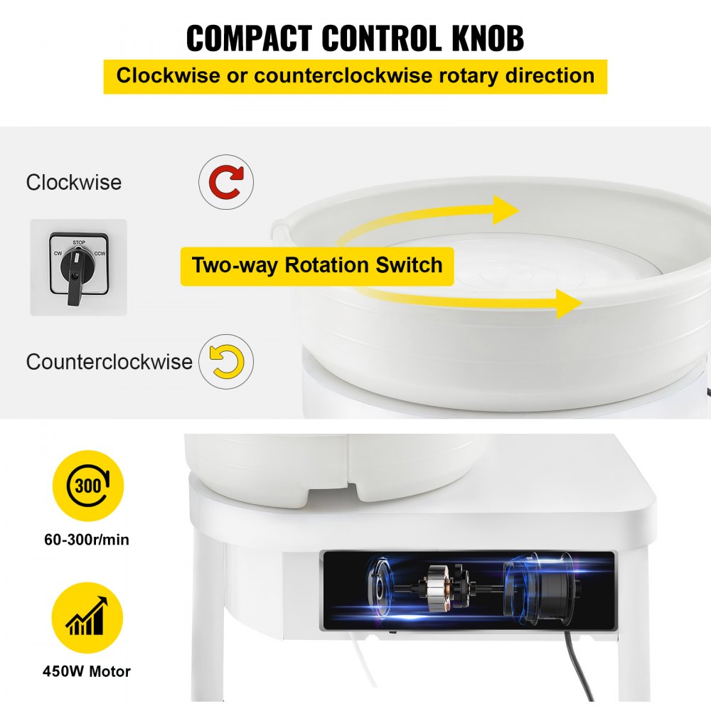 010239740649 - 36cm VEVOR Pottery Wheel with Foot Pedal & Low Noise