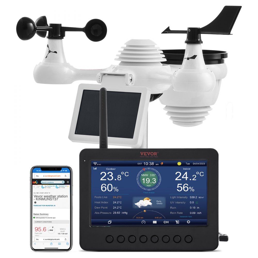 YT60233 - 7-Inch Wi-Fi Weather Station with Solar Power & Sensors