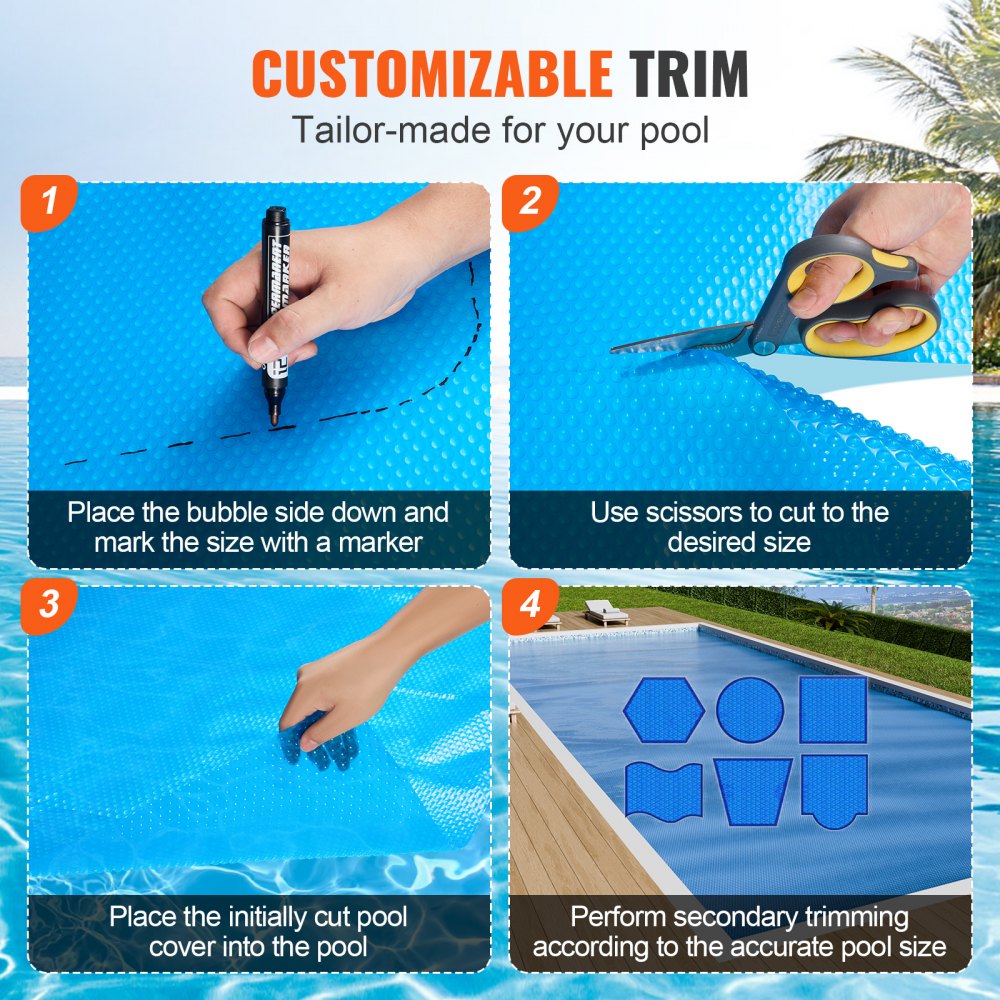 300-36*18 - Durable 36 x 18 ft VEVOR Solar Pool Cover for Year-Round Use