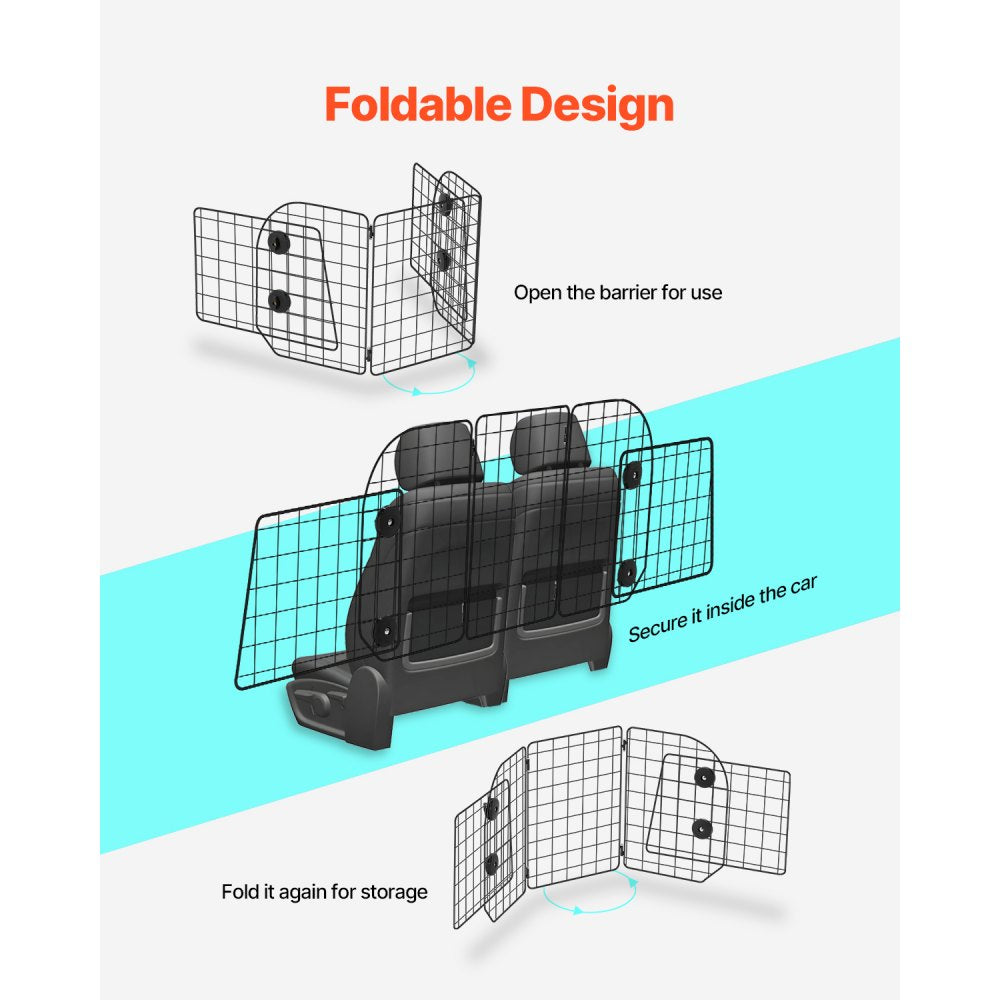 SZJJSZW02 - Adjustable 36.6"-60" Dog Car Barrier for Safe Travel
