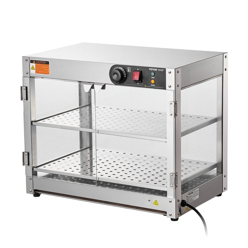 NB-02 - Stainless Steel Food Warmer Display with 2 Adjustable Shelves