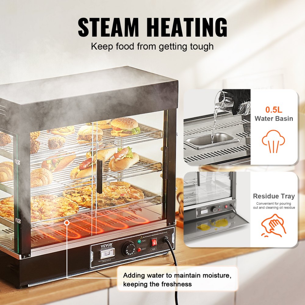 SC-CJ-601 - 3-Tier Stainless Steel Food Warmer Cabinet with Adjustable Shelves