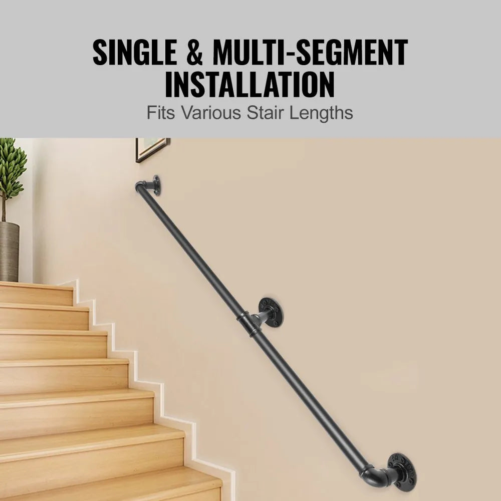 VV-GYGFS-HS6YC - 6FT Carbon Steel Handrail, 440LBS Load Capacity, Easy Install