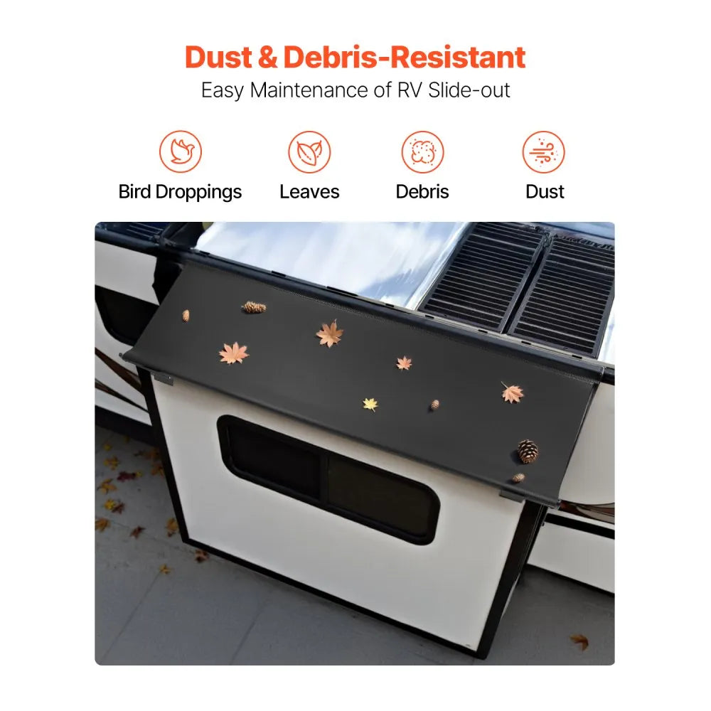 A6 - 12' Waterproof RV Slide Topper Awning with Aluminum Brackets