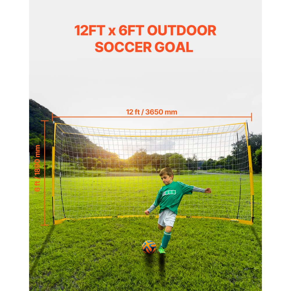 SSH12X6 - 12x6 ft Portable Soccer Goal with Durable Dacron Net