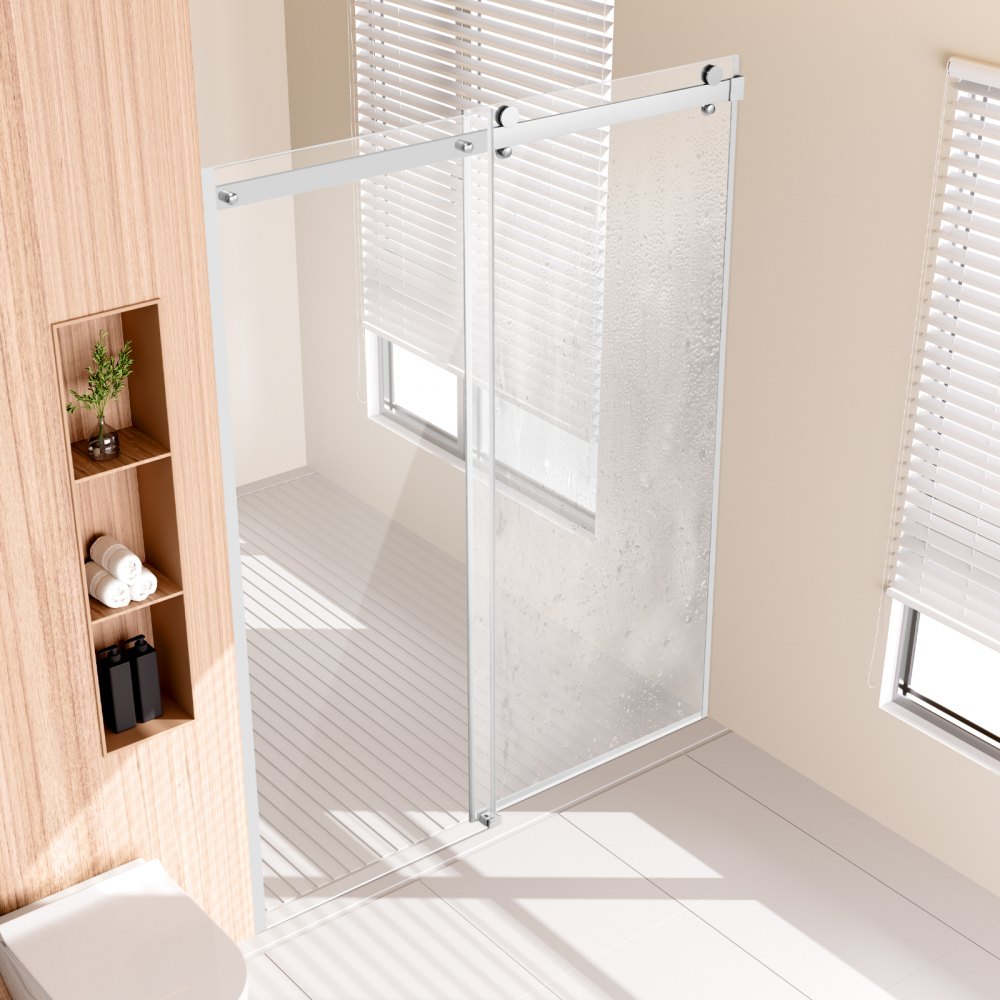 CNH-PF-S721A CH - 58-59" Frameless Shower Door with 5/16" Thick Glass