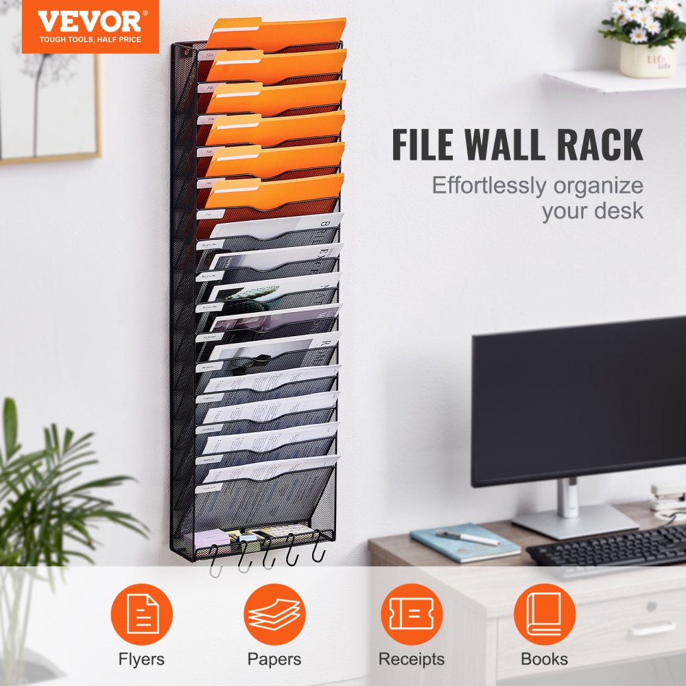 JLW021 - Metal Mesh Wall Organizer for Efficient File Management