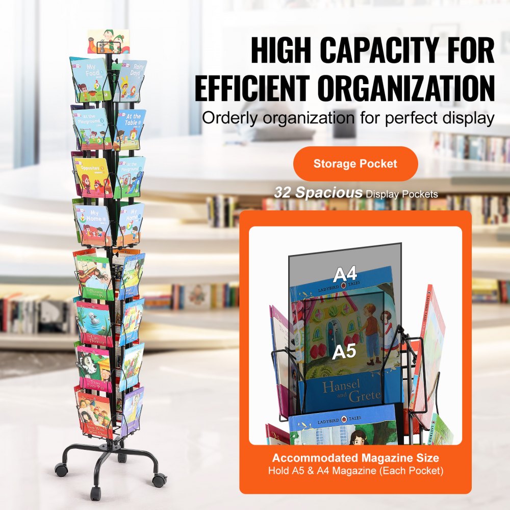 HS-Z26 - Rotating Greeting Card Rack with 32 Durable Pockets