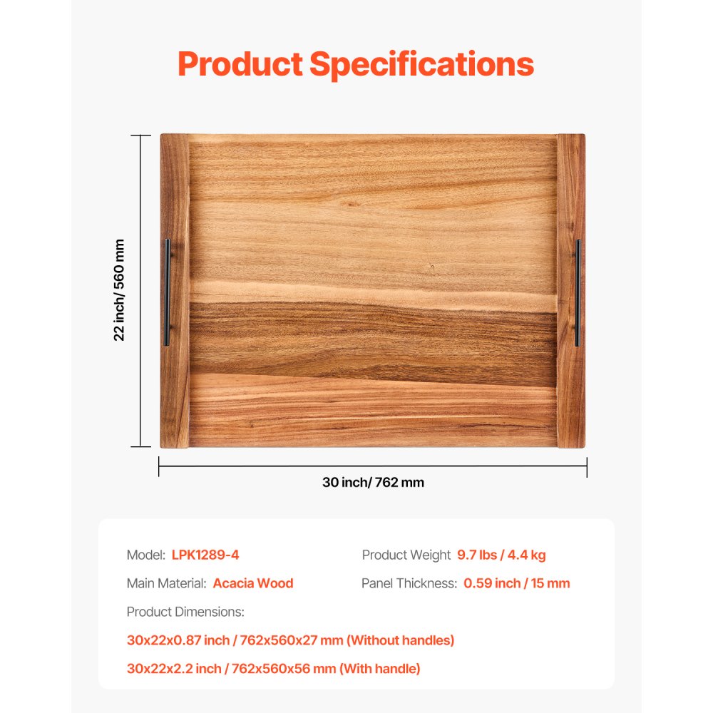 LPK1289-4 - 30x22" Acacia Wood Stove Cover for Gas & Electric Stoves