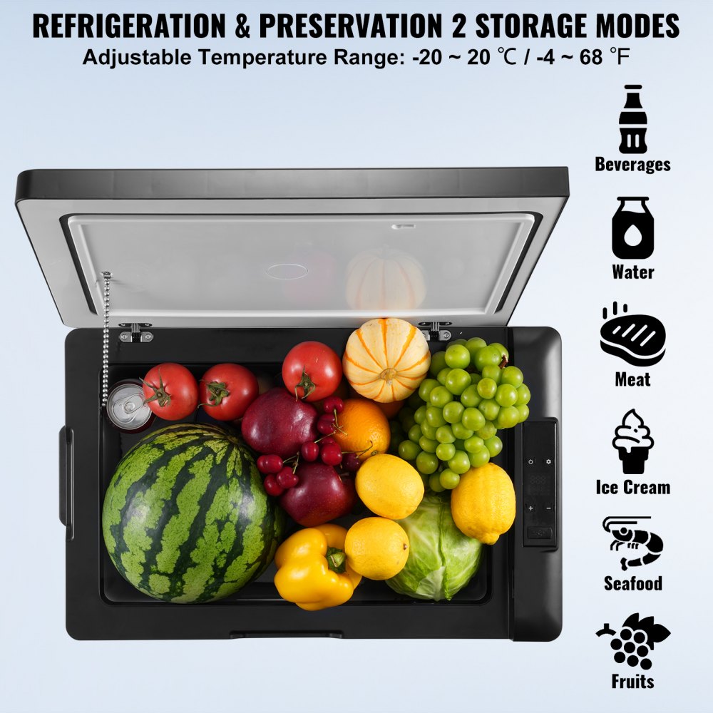 C75 - 70L Portable Car Refrigerator with LED Screen & Bluetooth Control