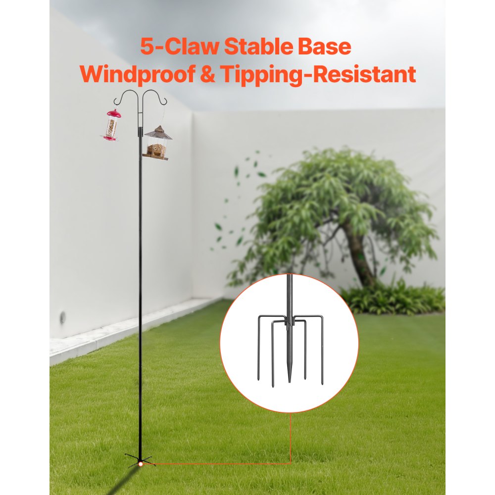 H004 - 92" Sturdy Steel Bird Feeder Pole for Outdoor Decor