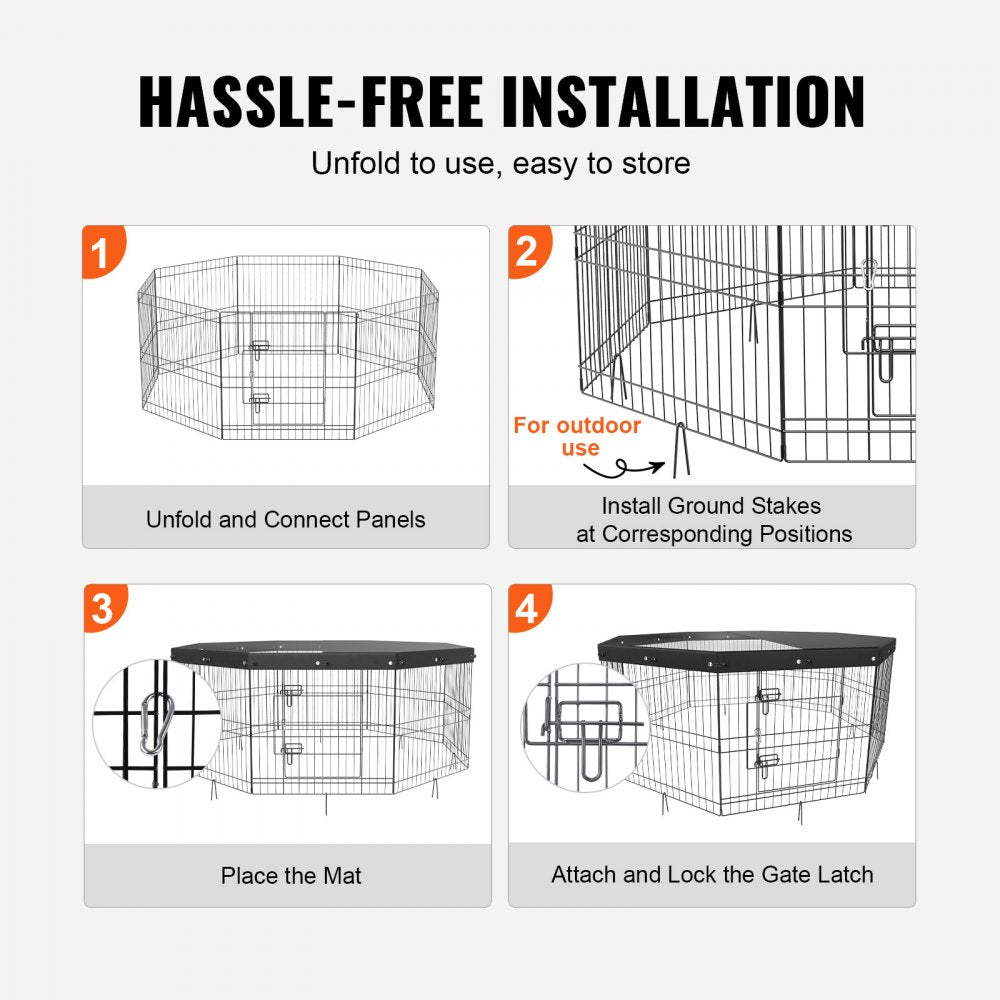 BSL6161-2 - 63" Octagonal Dog Playpen with Top Cover, 8 Panels