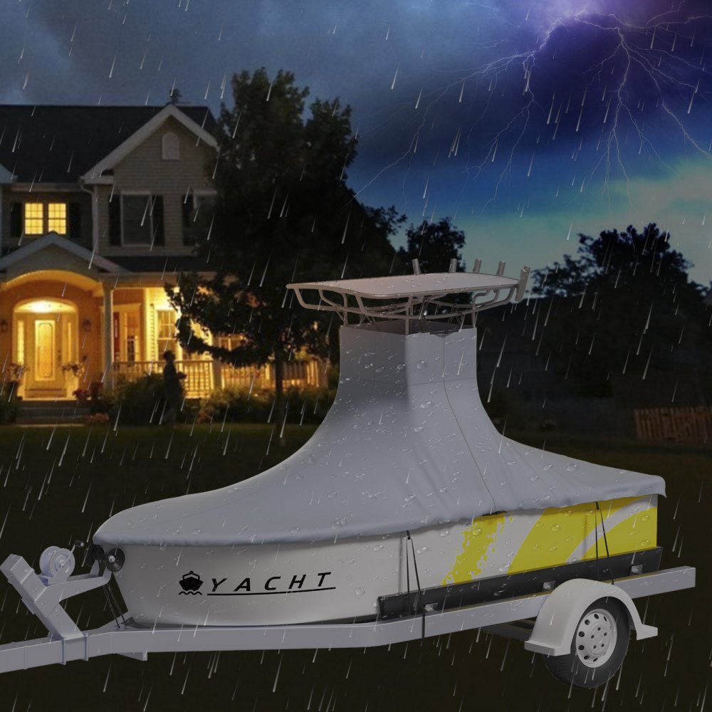 22-24 ft T-Top Boat Cover - Durable 600D Fabric for All-Weather Protection