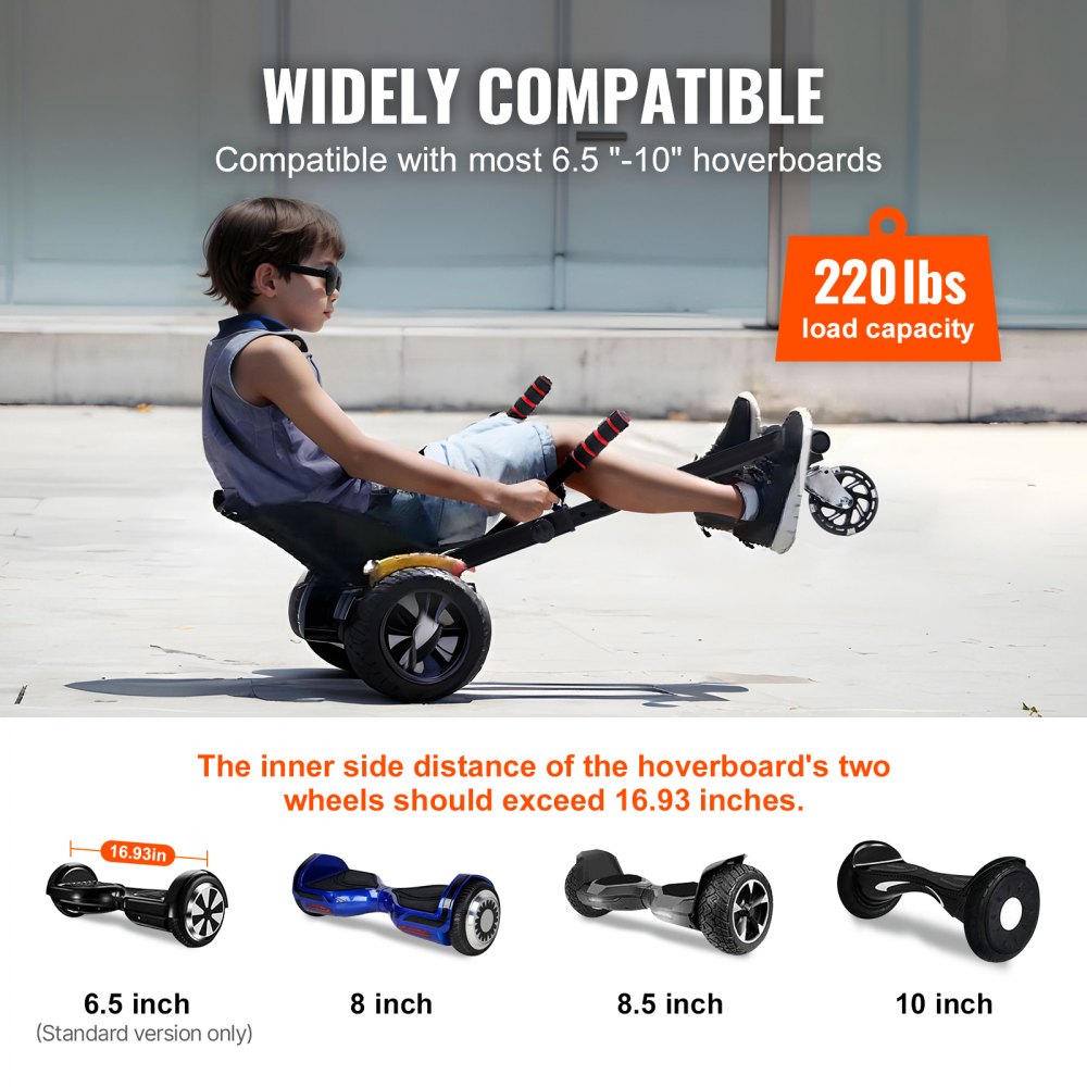 BH-002 - Transform Your Hoverboard: Go-Kart Seat for 6.5" to 10" Boards