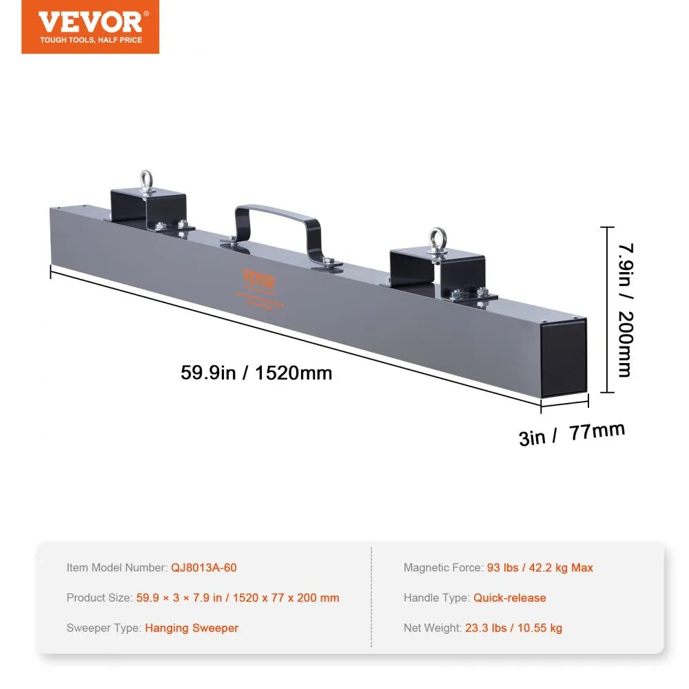 QJ8013A-60 - 93 lbs VEVOR Magnetic Sweeper for Metal Debris Removal