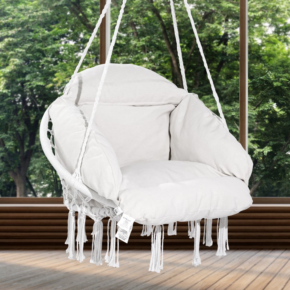 HR-HC-03 - Durable Macramé Hanging Chair for Indoor & Outdoor Relaxation