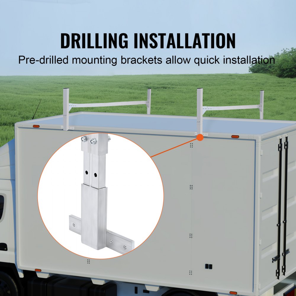 BYCD-008 - Adjustable Aluminum Roof Ladder Rack for Vans, 400 lbs Capacity