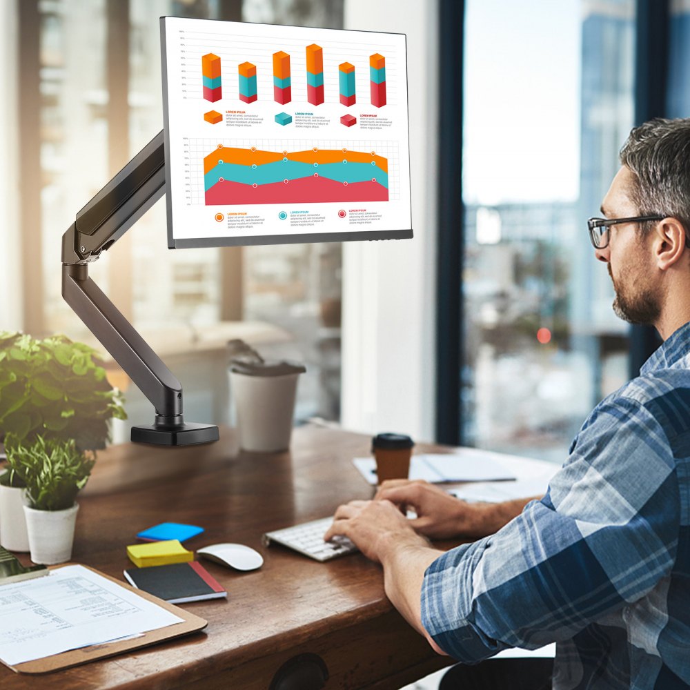 S100 - VEVOR Adjustable Monitor Mount for 13"-32" Screens, Ergonomic Design