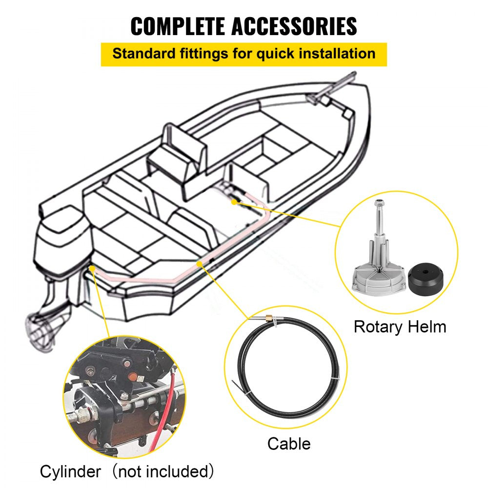 010737247584 - 15' Rotary Steering Kit for Smooth Boat Navigation