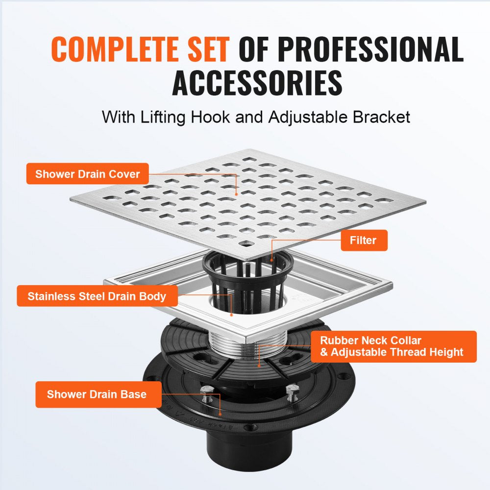 COU-6-S04-BR - 16-Inch Stylish Linear Shower Drain with Removable Grate