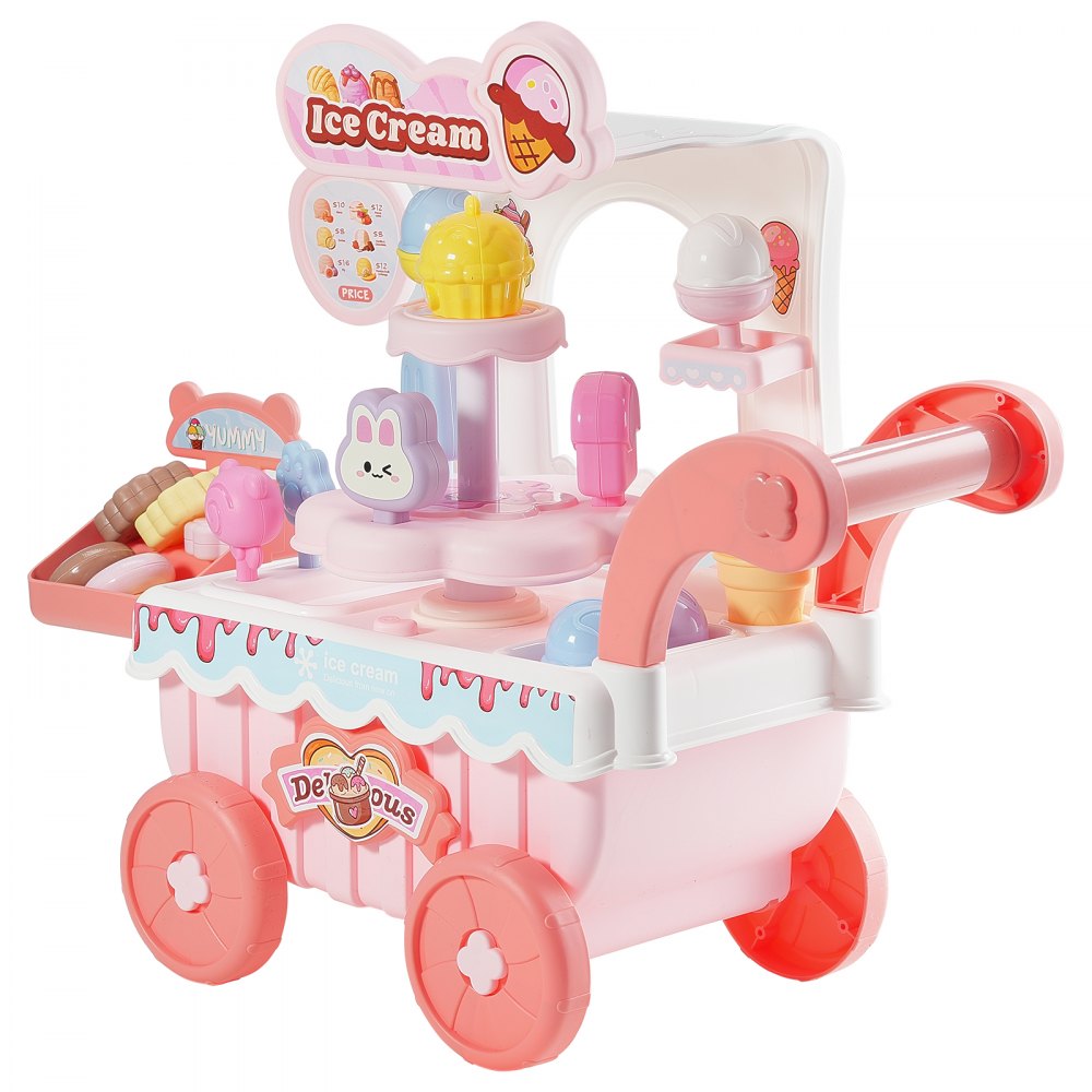 H376A - Kids Ice Cream Cart Toy with Lights, Music & Treat Accessories