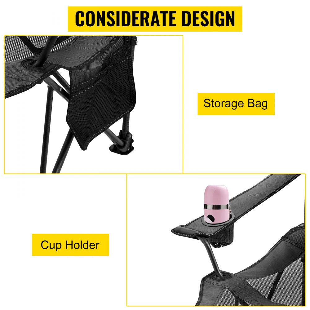 010526210837 - Gray Reclining Folding Camp Chair with Footrest