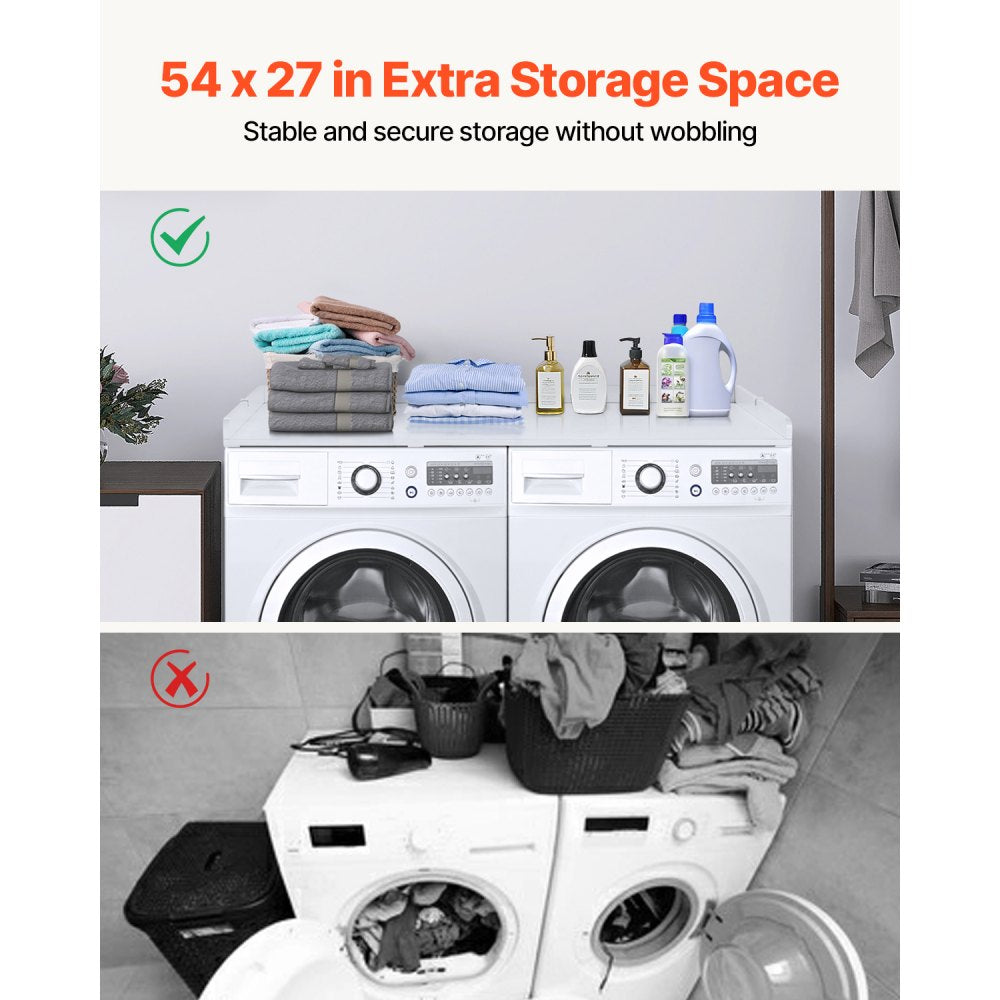 C240329S-03 - 54" Wide P2 CARB Wood Washer Dryer Countertop with Hooks