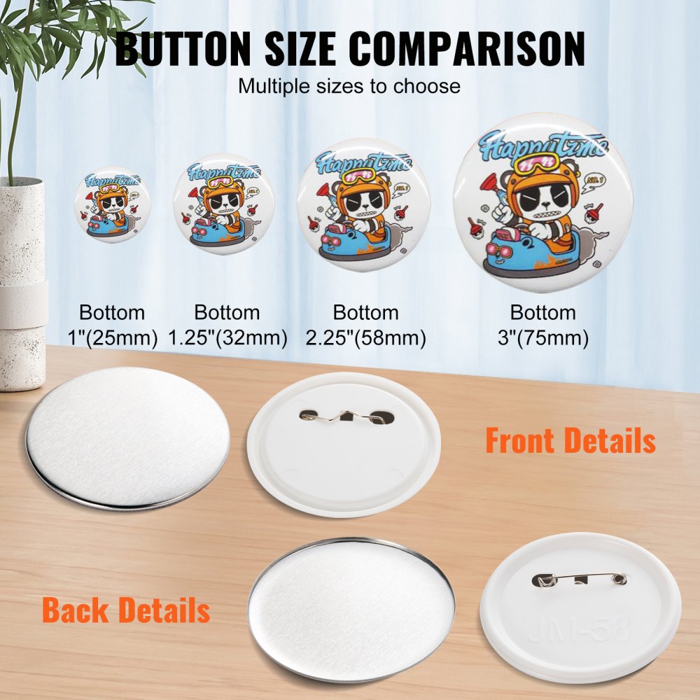 D58-250S+250J - 2.25-Inch Metal & Plastic Button Badge Craft Set (500 pcs)