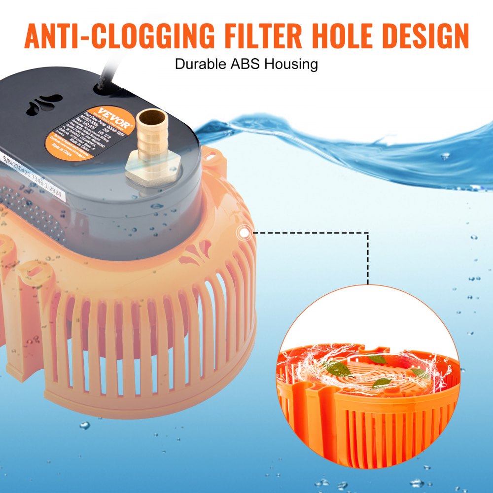 DC666-120V - VEVOR 1/10 HP Pool Cover Pump with 25ft Cord