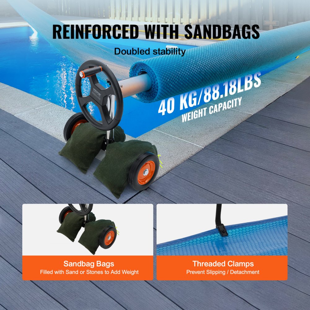 PCR17-A83/5*1.65 - Sturdy 22 ft Aluminum Solar Cover Reel for Swimming Pools