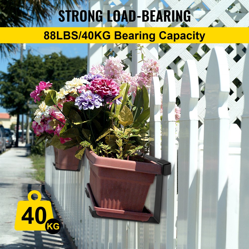 SS-JZ-0001 - Durable Stainless Steel Window Box Brackets, Holds Up to 88lbs