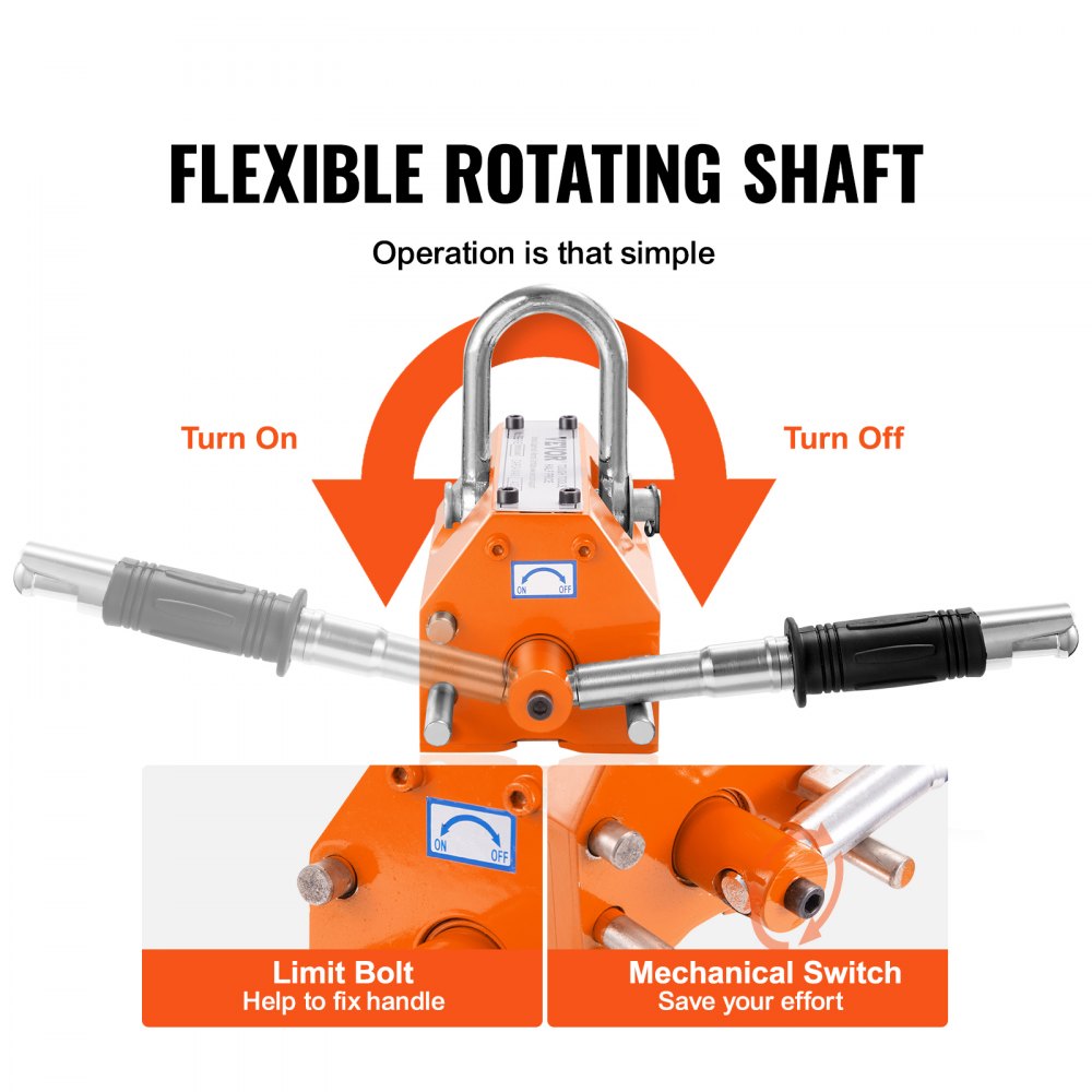 PML-2000 - 4400lbs Magnetic Lifter with Safety Handle & Chrome Hook