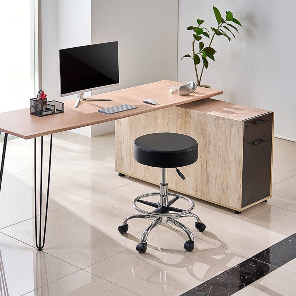 MST001-F - Comfortable 3.9" Cushion Rolling Stool with Hydraulic Lift