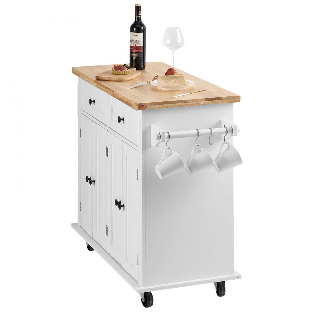 SR191276 - Elegant 35.4" VEVOR Kitchen Island Cart with Solid Wood Top