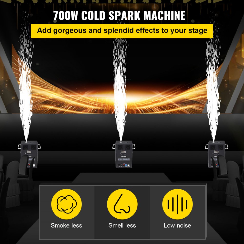 VV-CSM-500 - 700W Cold Spark Machine with Adjustable 6.6-9.8ft Sparks