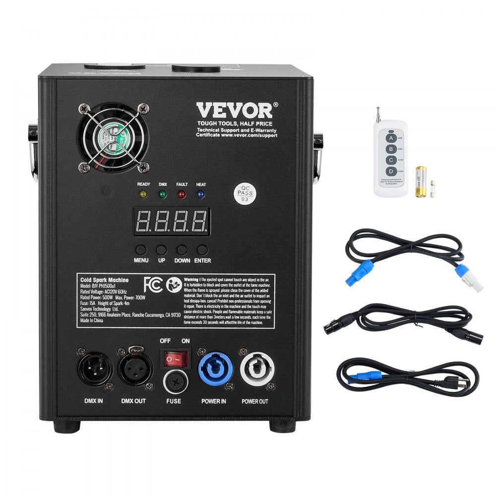 BJY-PHJ500u1 - 500W VEVOR Cold Spark Machine with DMX Control and 180g Capacity