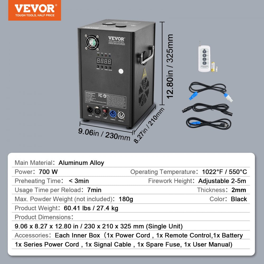 BJY-PHJ700u1 - 700W Cold Spark Machine, Adjustable 2-5m for Stunning Shows