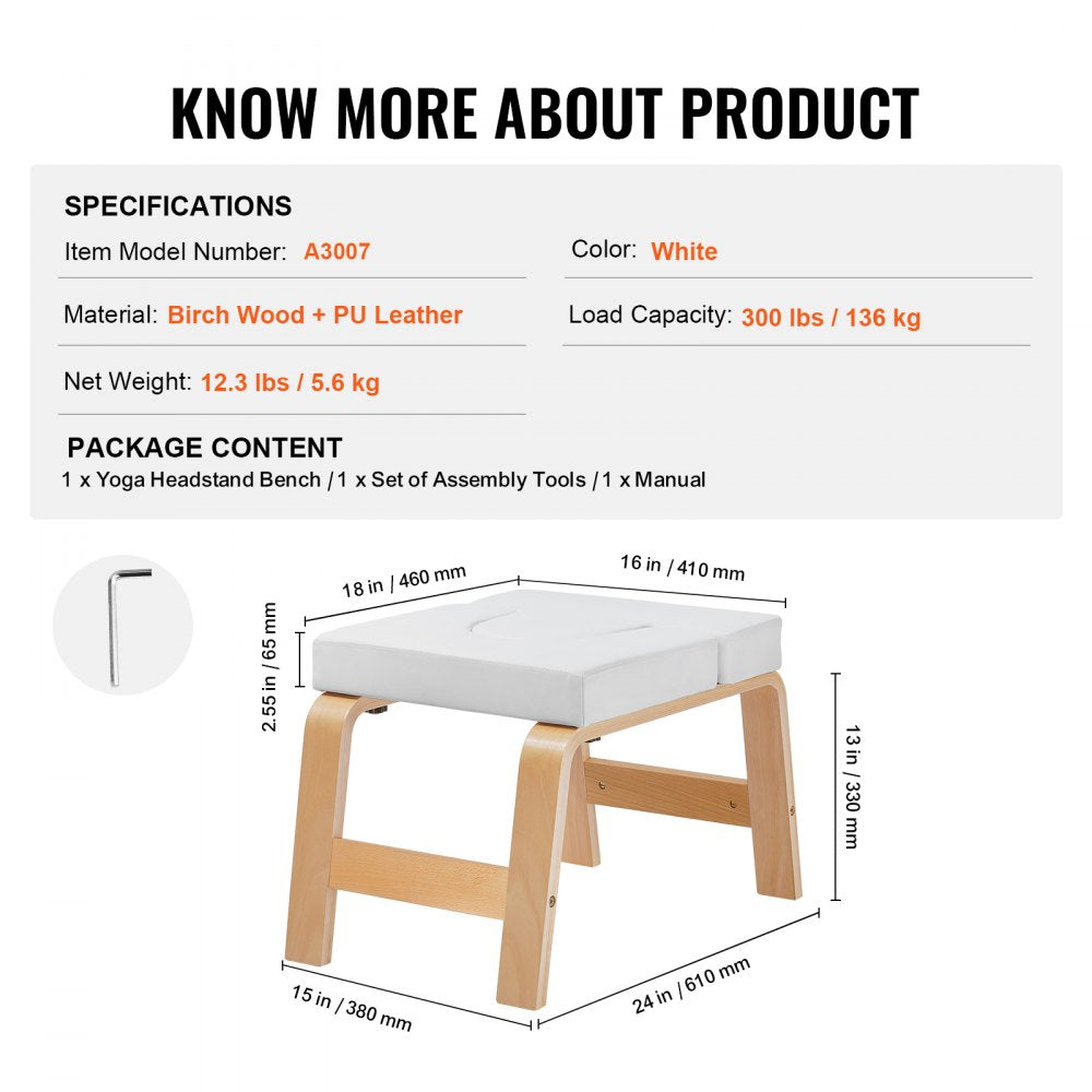 A3007 - Birch Inversion Chair with 2.55" Cushion for Yoga & Headstands