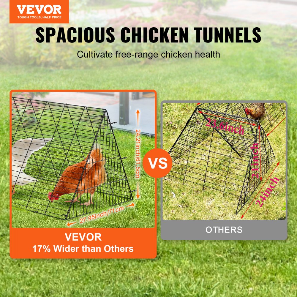 TT-MCT001 - Spacious Chicken Tunnels 300x71cm, Safe Outdoor Roaming for Poultry