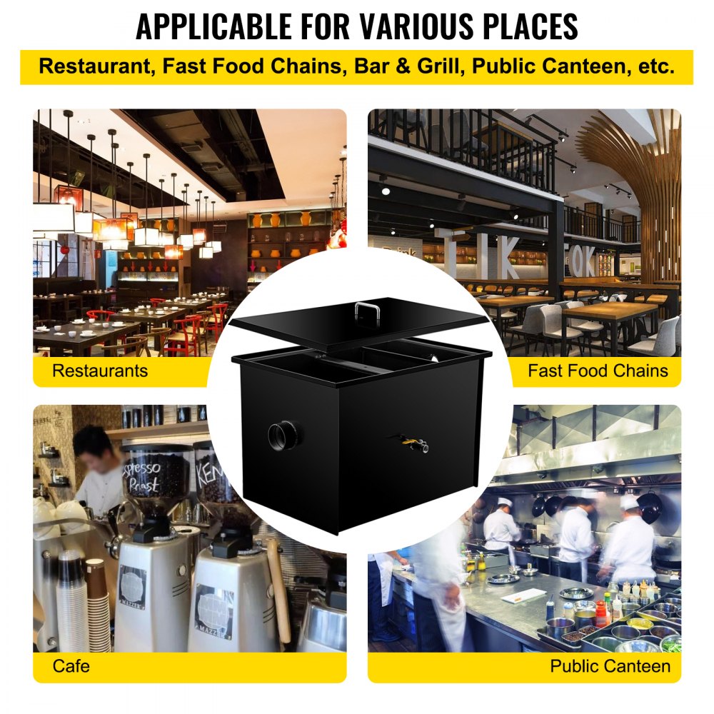 20LB Grease Interceptor - 10 GPM Carbon Steel Grease Trap with Accessories