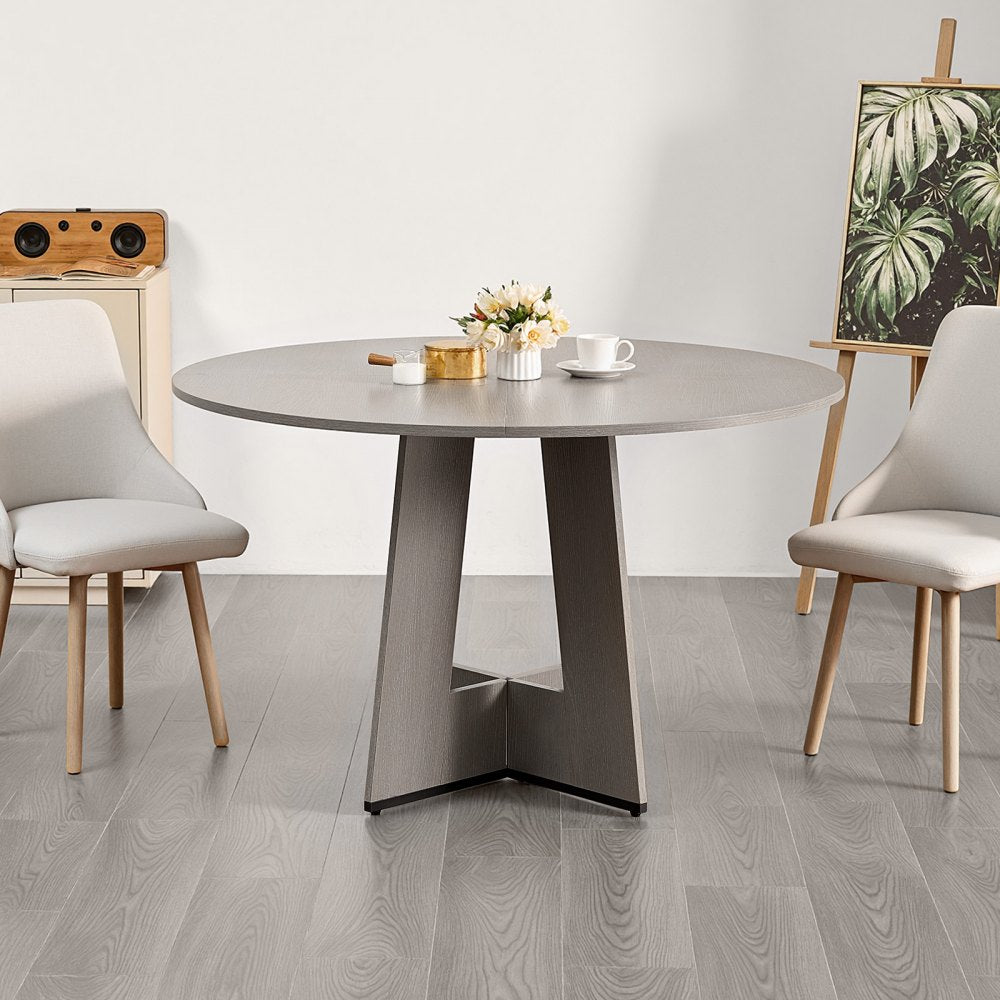 SR241140 - 47" Grey MDF Round Dining Table for 4-6 People