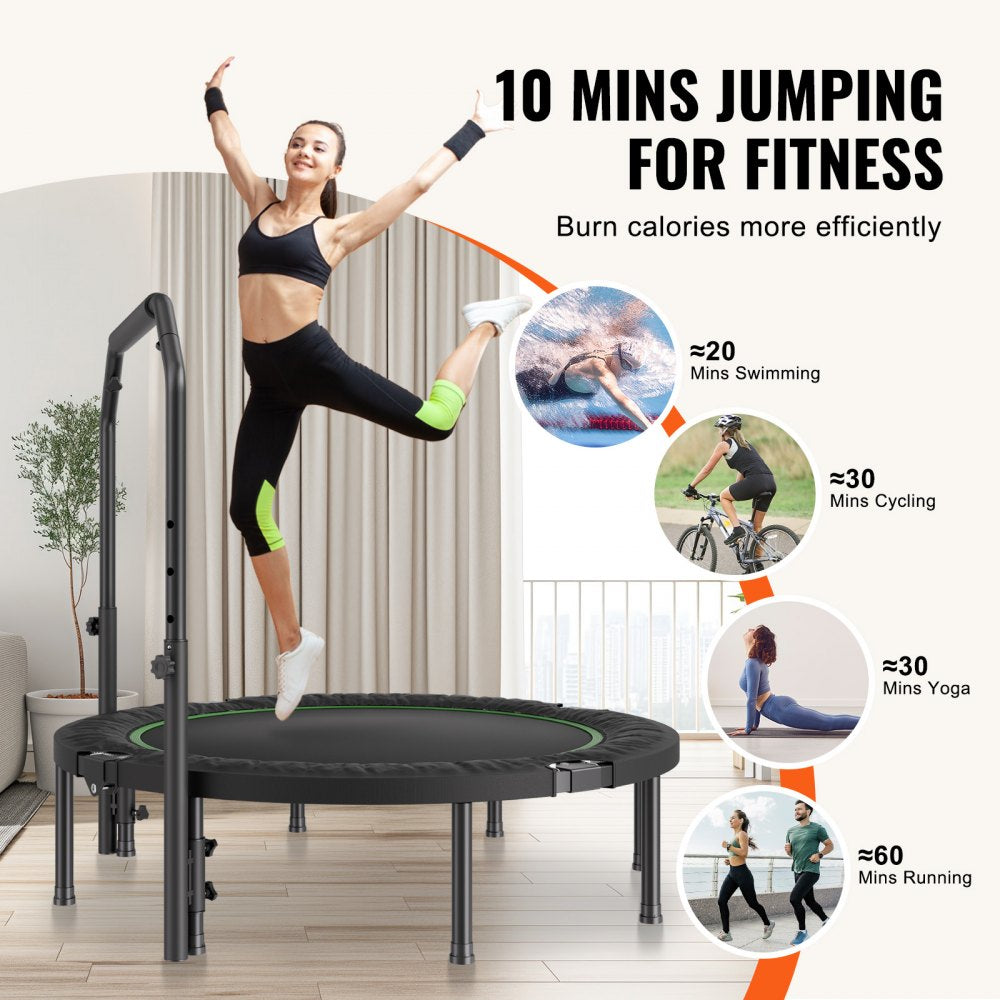 TX-B6389C-48in+C - 48" Foldable Trampoline with Adjustable Handlebar and Steel Frame