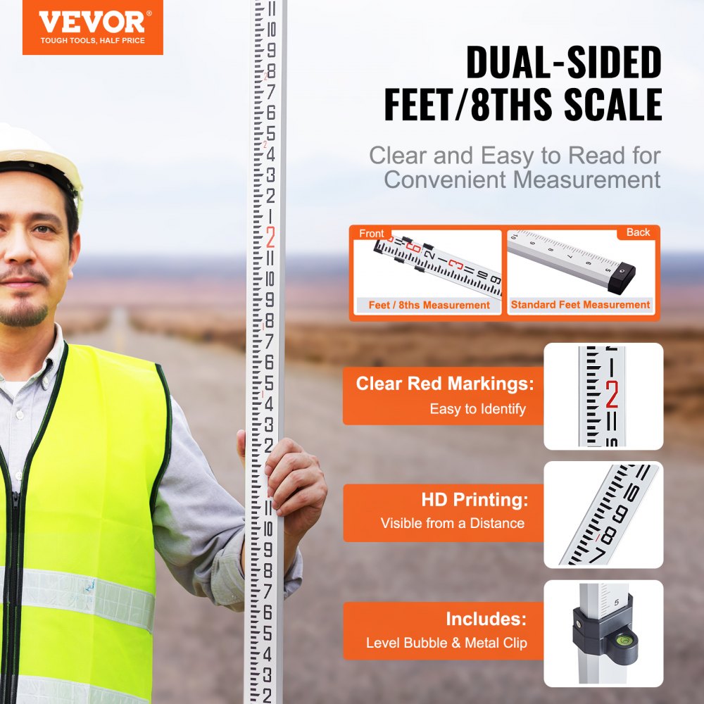 9FT3J8 - Durable 9ft Aluminum Rod with Dual-Sided Scales