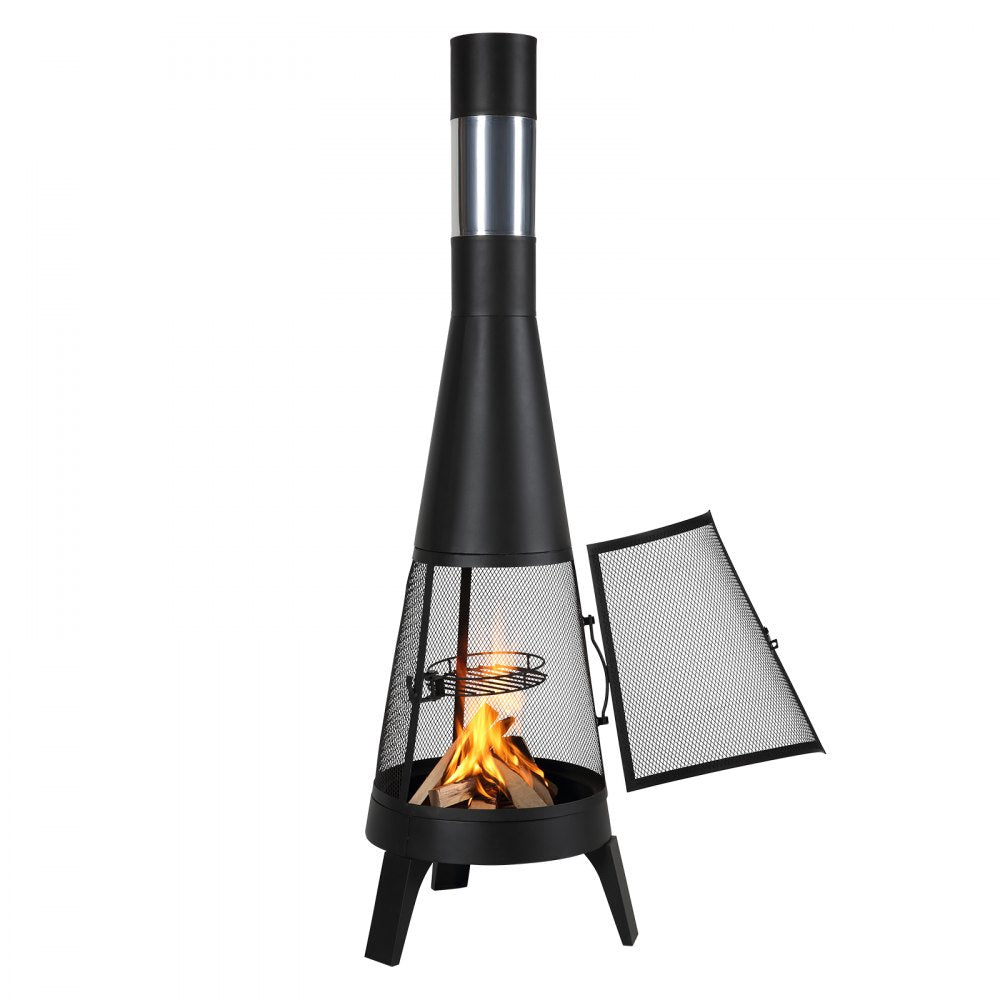 81203L - 20-Inch Outdoor Chiminea with Grill & Waterproof Cover